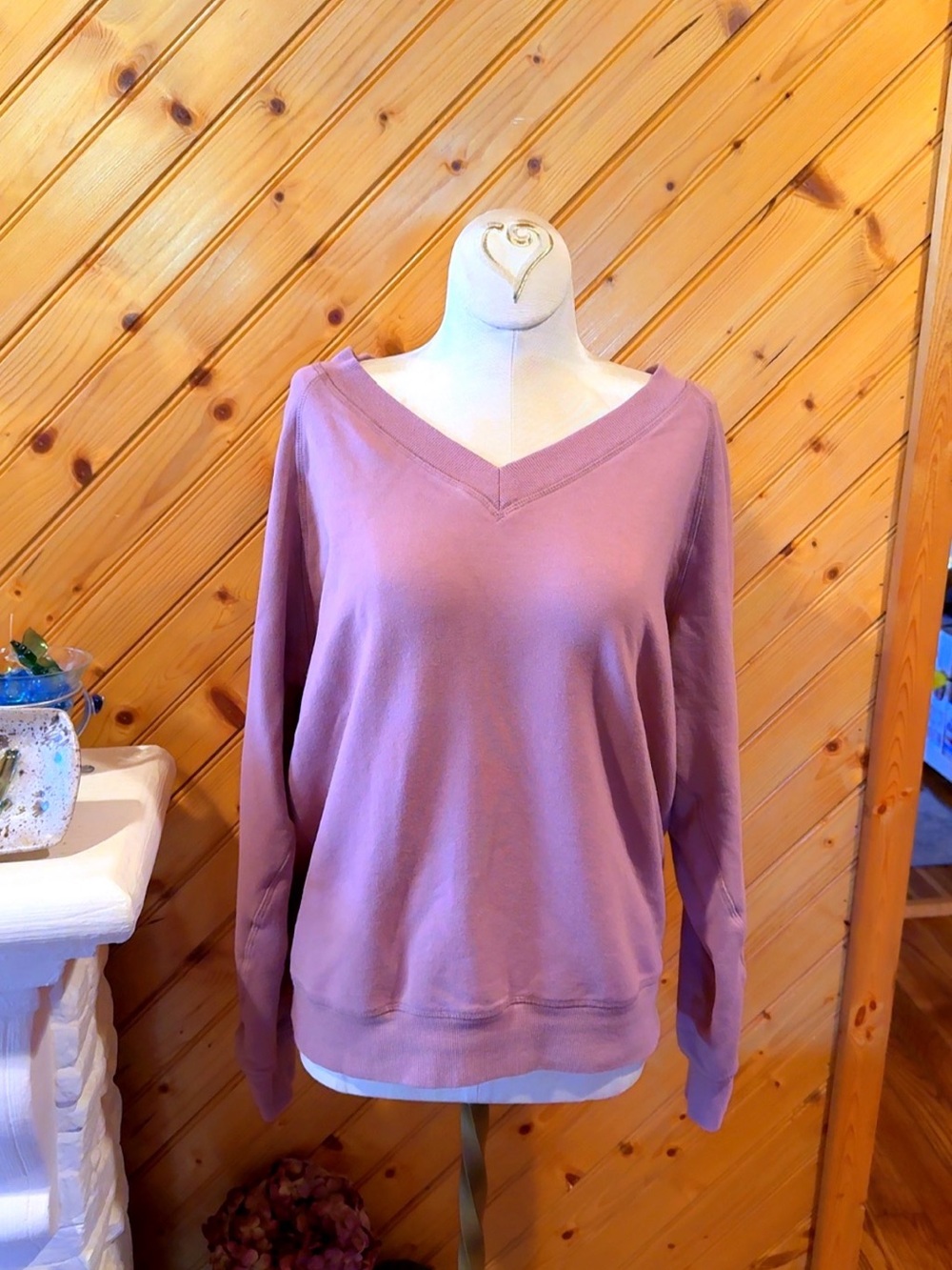 Buffalo David Bitton Dusty Purple Oversized V-Neck Sweatshirt Women’s Small